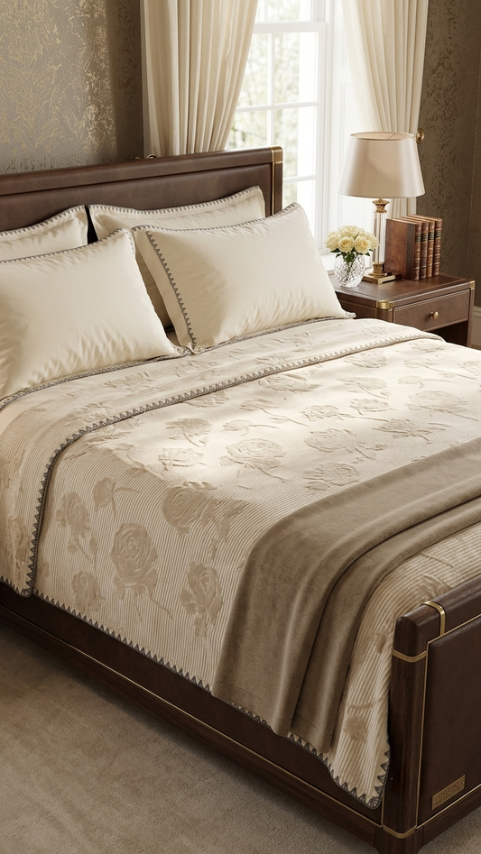Aria Vintage Rose Jacquard AC Blanket