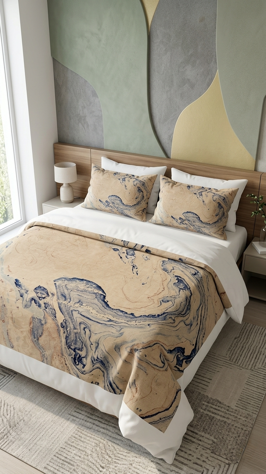 The Dune Marble Luxury Bedsheet Set (by The Woven Room)