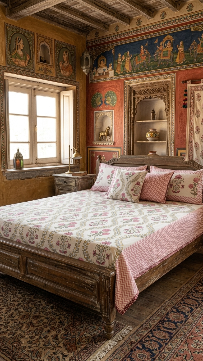 Gulab Jaal Jaipur Hand Block Printed Cotton Dohar ( by The Woven Room)