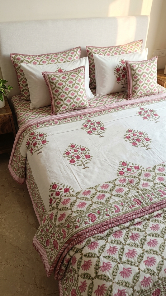 Gulnar Mulmul Hand Block Dohar ( by The Woven Room)