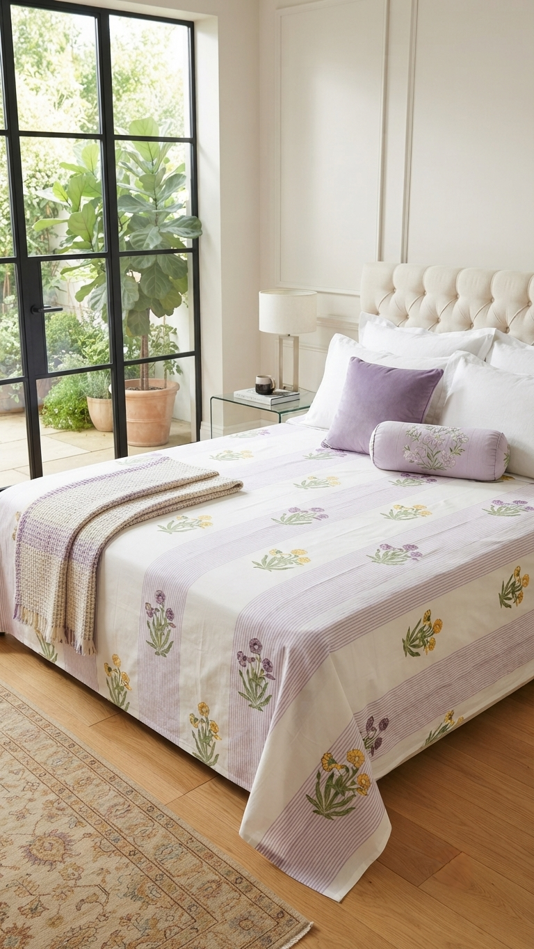 The Lilac Meadow Bedsheet (by The Woven Room)