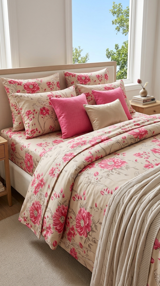 Blush Blossom Chinoiserie Sheet Set (by The Woven Room)
