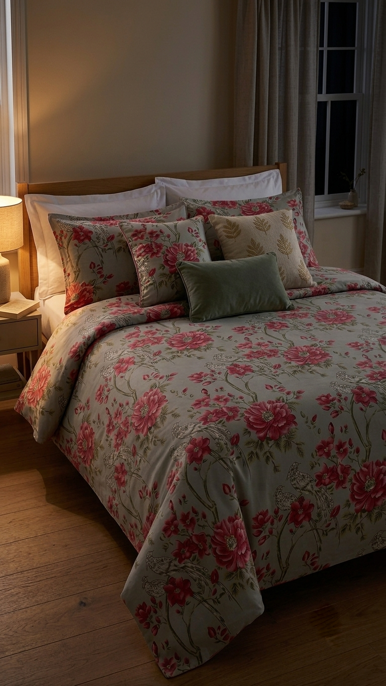 The Heritage Peony & Sage Bedsheet Set (by The Woven Room)