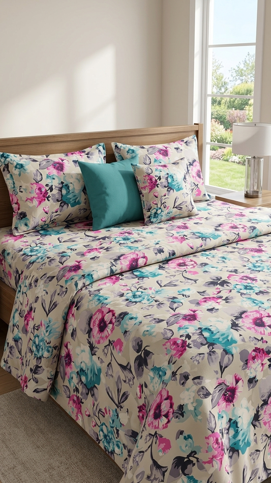 The "Botanical Bloom" Watercolor Bedsheet Set ( by The Woven Room)