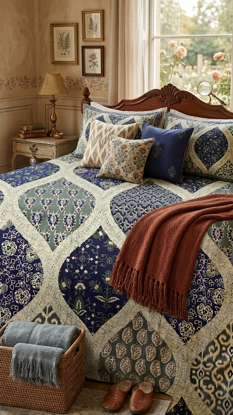 The Indigo Jaali Heritage Bedsheet (by The Woven Room)