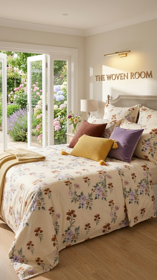Meadow Song Floral Cotton Bedsheet Set (by The Woven Room)