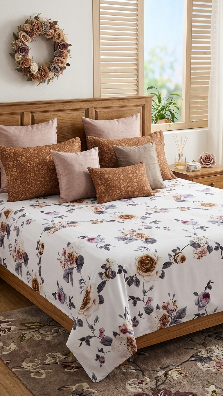 The Vintage earthy Bloom Cotton Bedsheet Set (by The Woven Room)