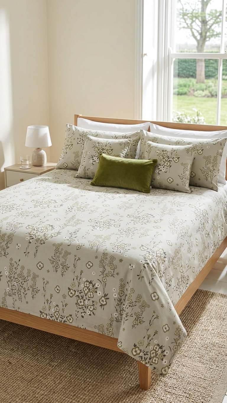 Ethereal Ditsy Sage Bedsheet Set (by The Woven Room)