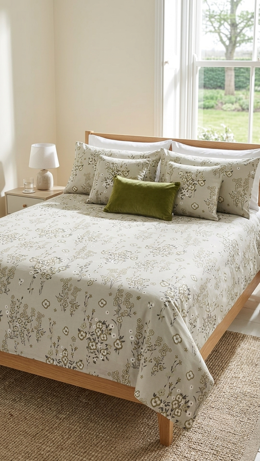 Ethereal Ditsy Sage Bedsheet Set (by The Woven Room)