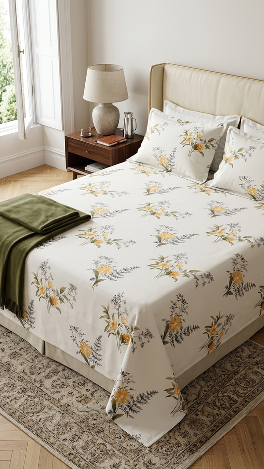 Sunlit Fern & Marigold Cotton Bed Set (by The Woven Room)