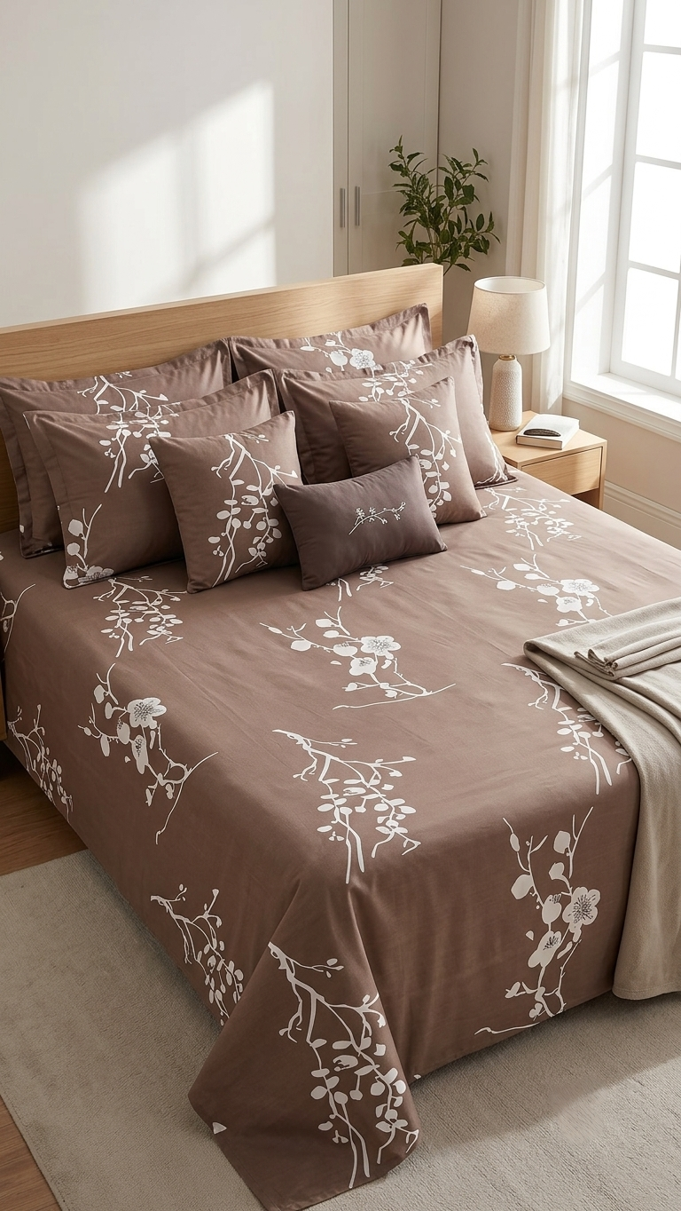 The Ochre Blossom Sateen Bedsheet Set (by The Woven Room)