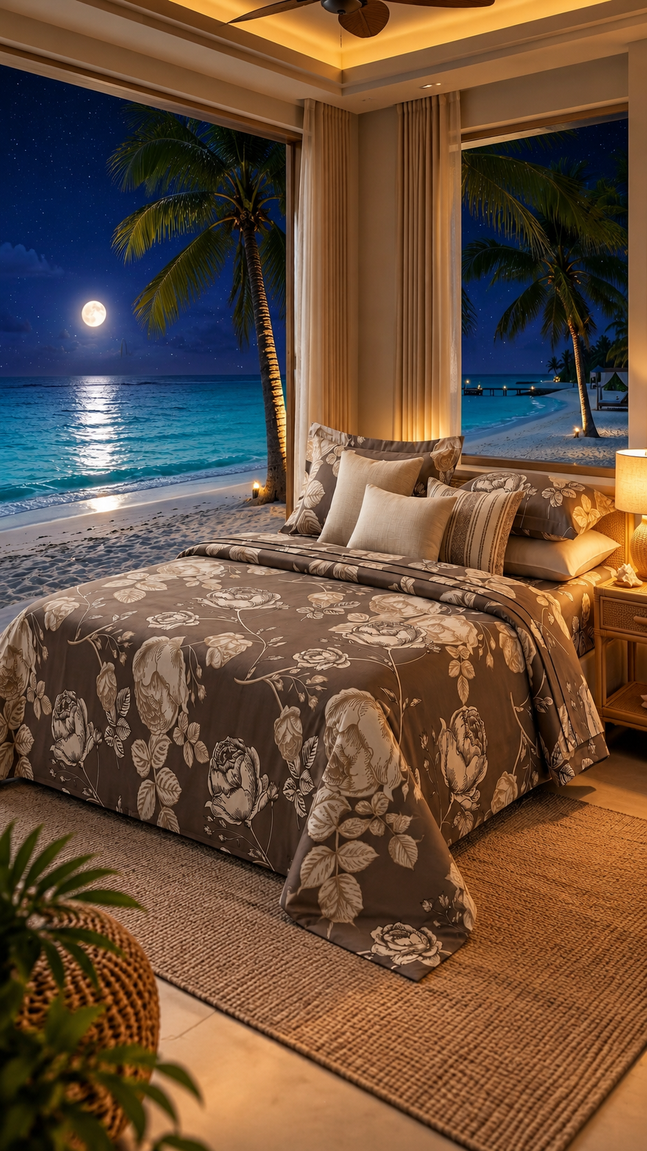 Mocha Rose Botanical Luxury Bed Sheet Set (by The Woven Room)