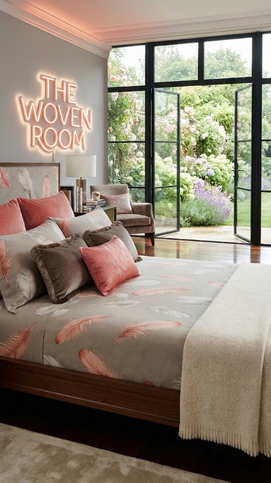 The Ethereal Plume Bed Sheet Set (by The Woven Room)