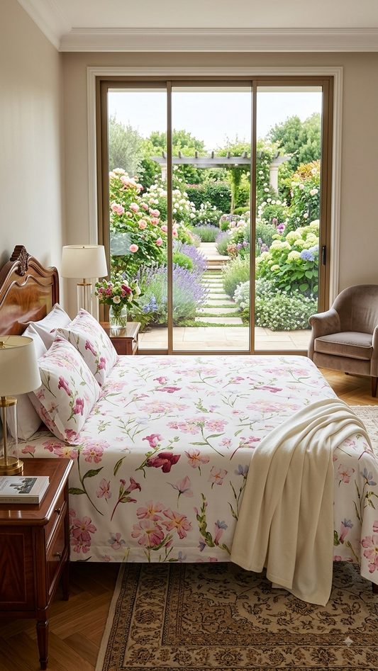 Pastoral hues Luxury Bedsheet Set (by The Woven Room)