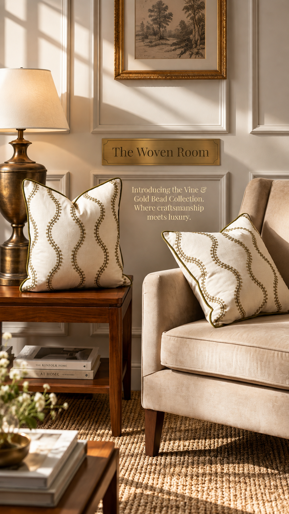 The Sinuous Vine Embroidered accent Cushions (set of 2)