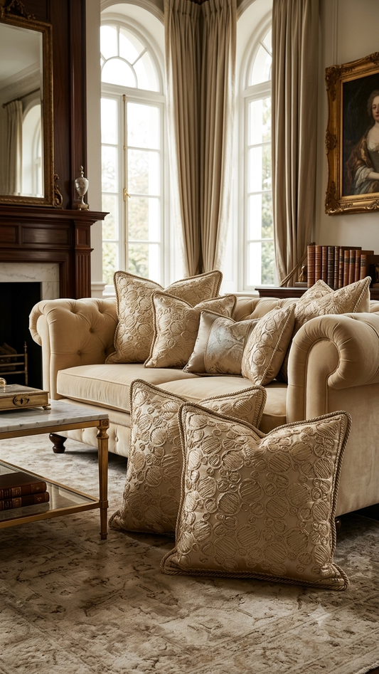 The Sovereign Scroll Silk Cushion