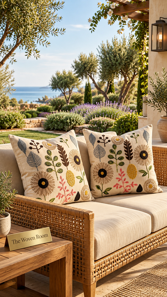 Sundown Bloom Embroidered Pillow (set of 2)
