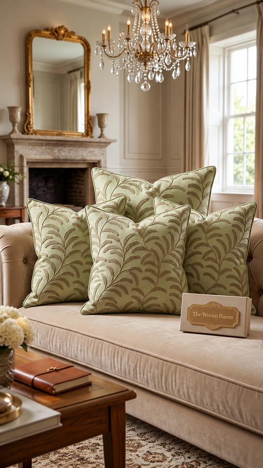 The Olive Frond Embroidered Cushions (Set of 3)