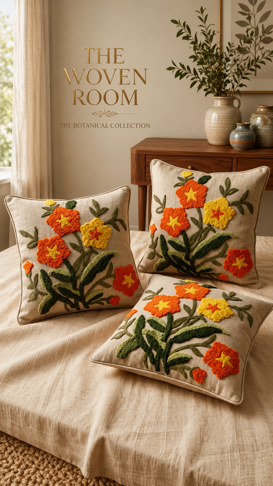 Zinnia Tufted Floral cushions (Set of 3)