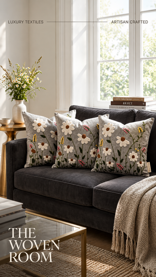 Aster & Flora embroidered Cushions (Set of 3)