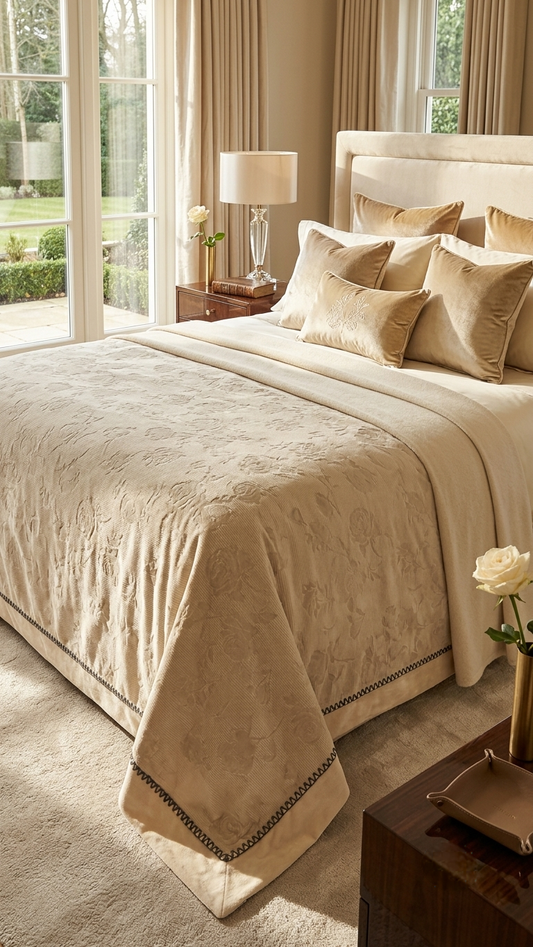Champagne Damask Ultra-Soft Plush Blanket
