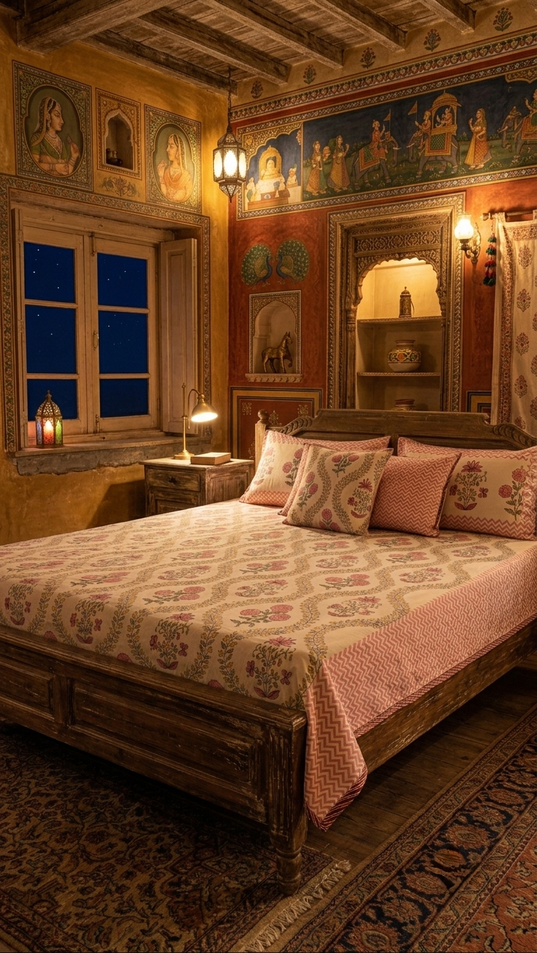 Gulab Jaal Jaipur Hand Block Printed Cotton Dohar ( by The Woven Room)