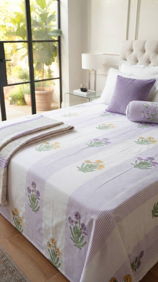 The Lilac Meadow Bedsheet (by The Woven Room)