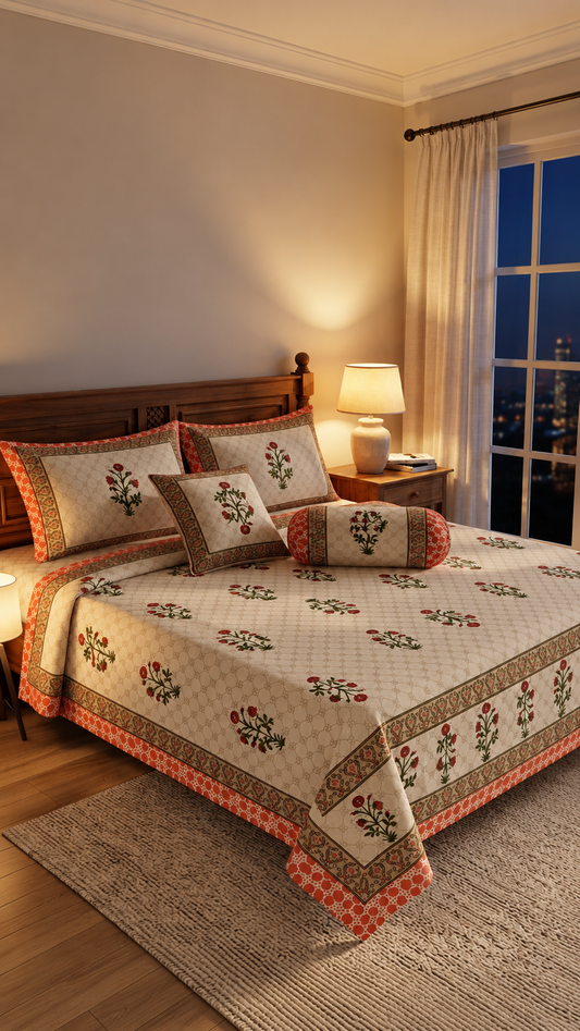 The Rust & Cream Mughal Floral Heritage Collection (by The Woven Room)