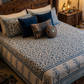 The Indigo Botanical Hand-Block Printed Cotton Bedsheet Set ( by The Woven Room)