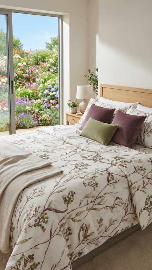 Whispering Flora bedsheet set (by The Woven Room)