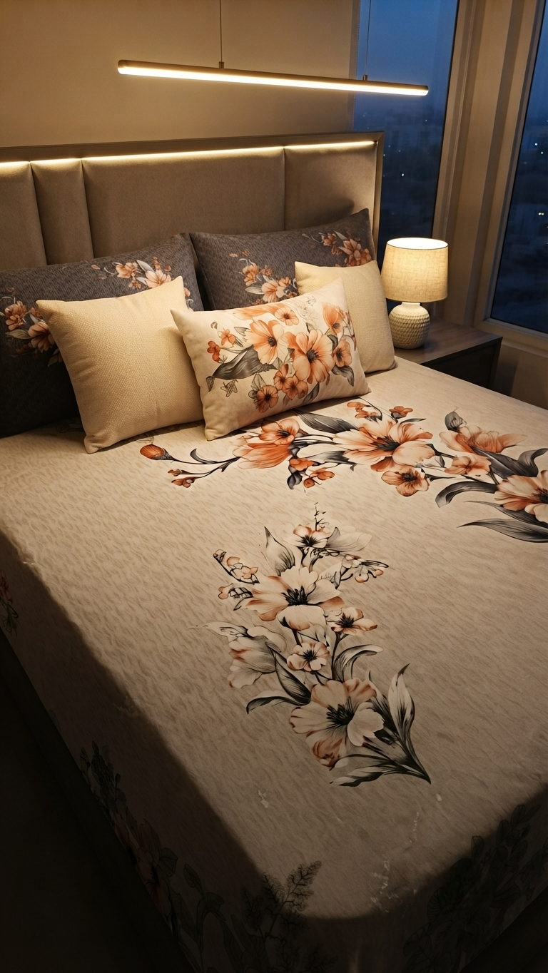 Sienna Whisper Botanical Bedsheet set ( by The Woven Room)
