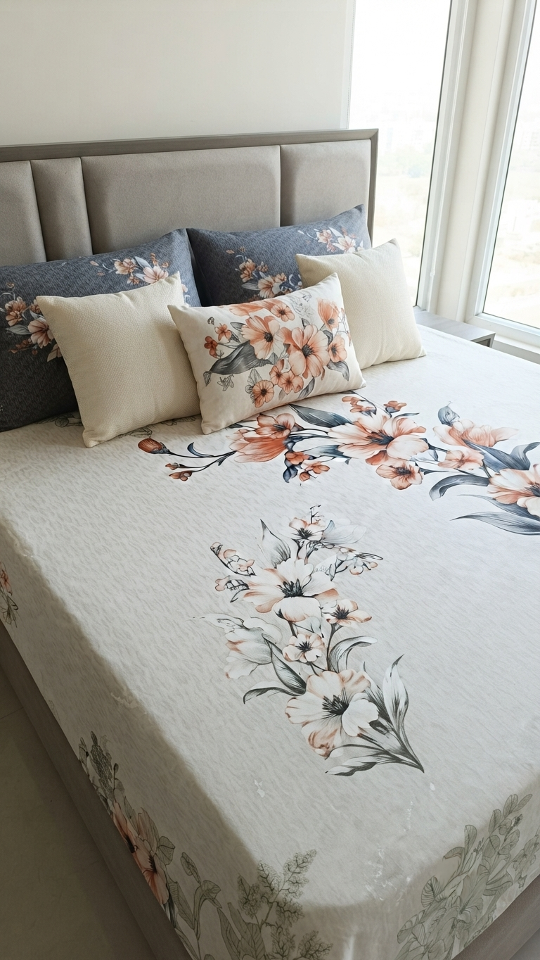 Sienna Whisper Botanical Bedsheet set ( by The Woven Room)