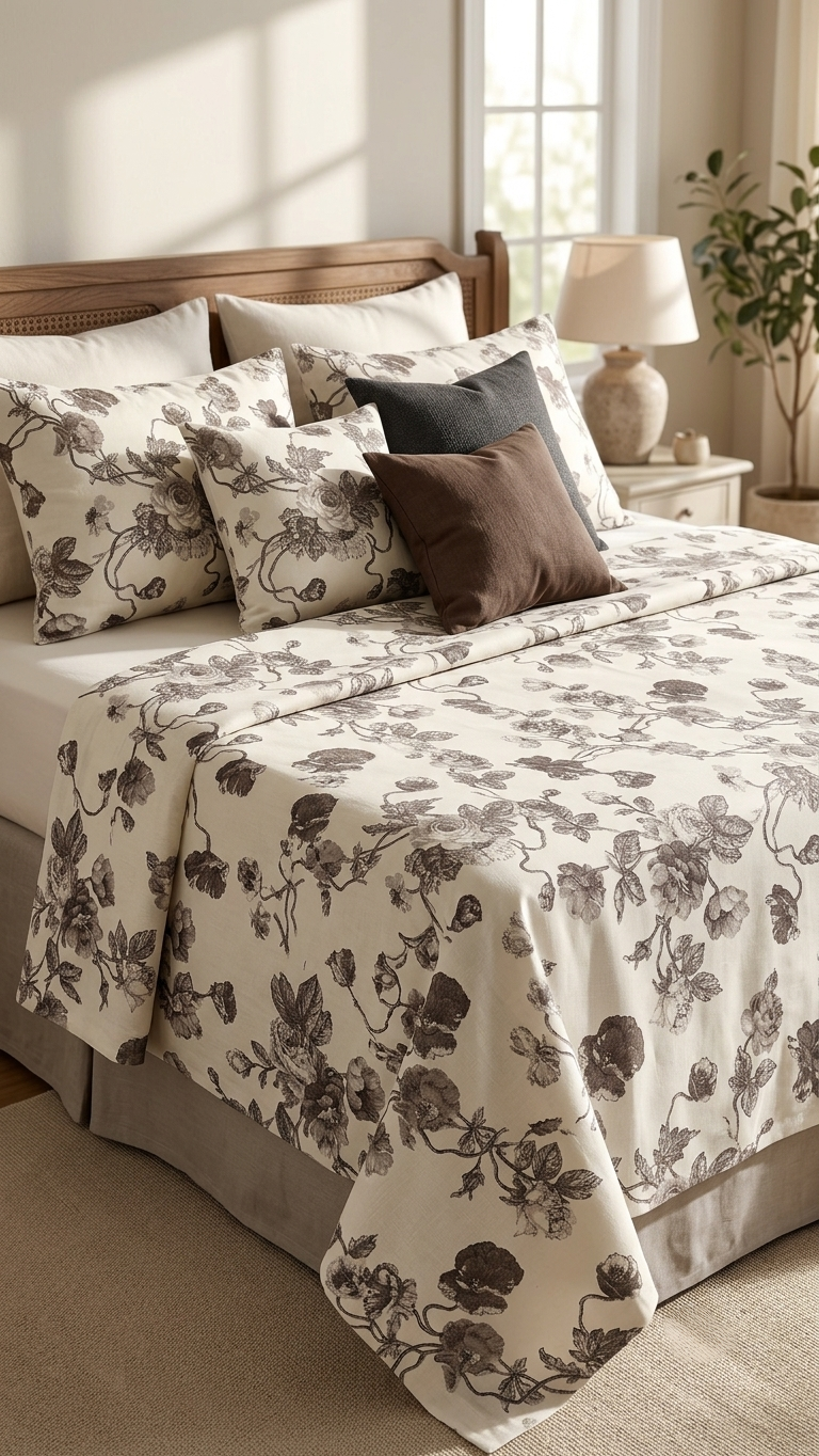 Vintage Botanical Toile Bedsheet Set (by The Woven Room)