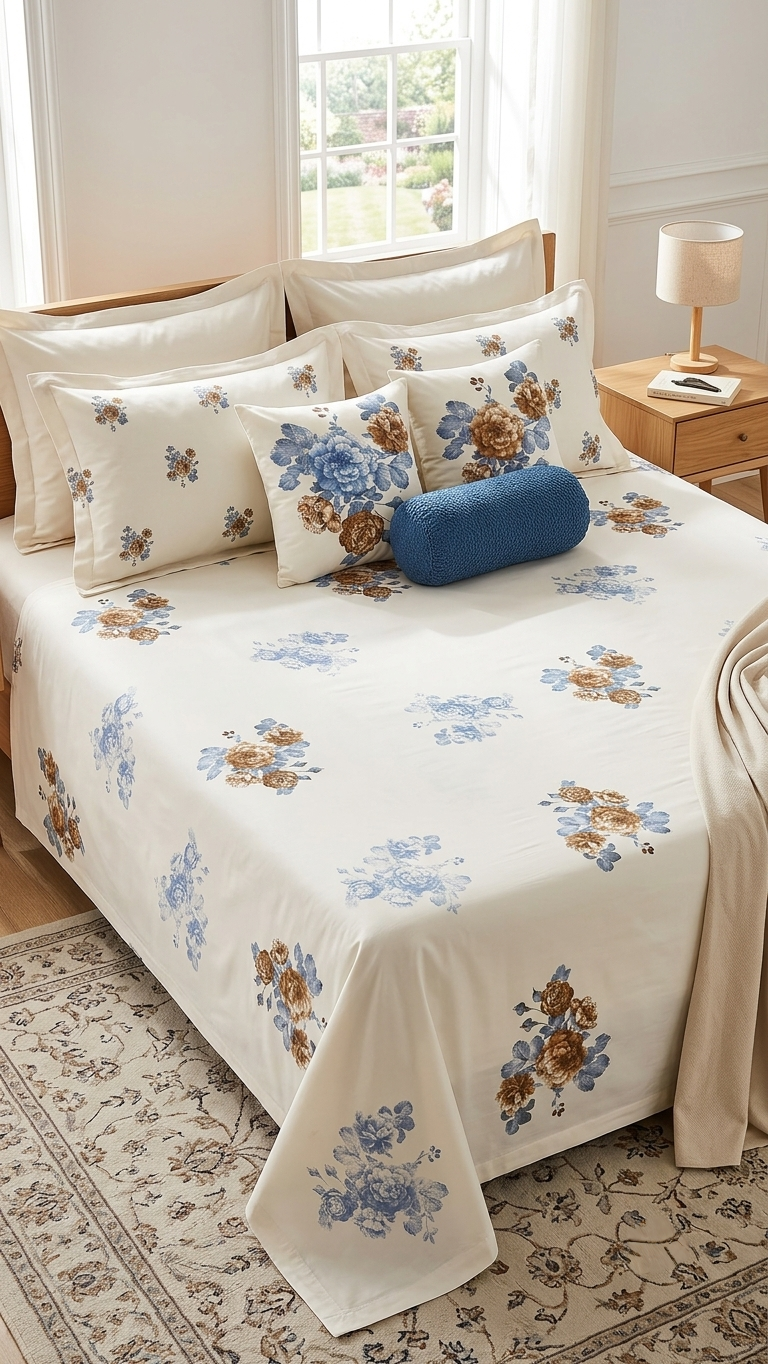 The Azure & Ochre Heritage Sheet Set (by The Woven Room)