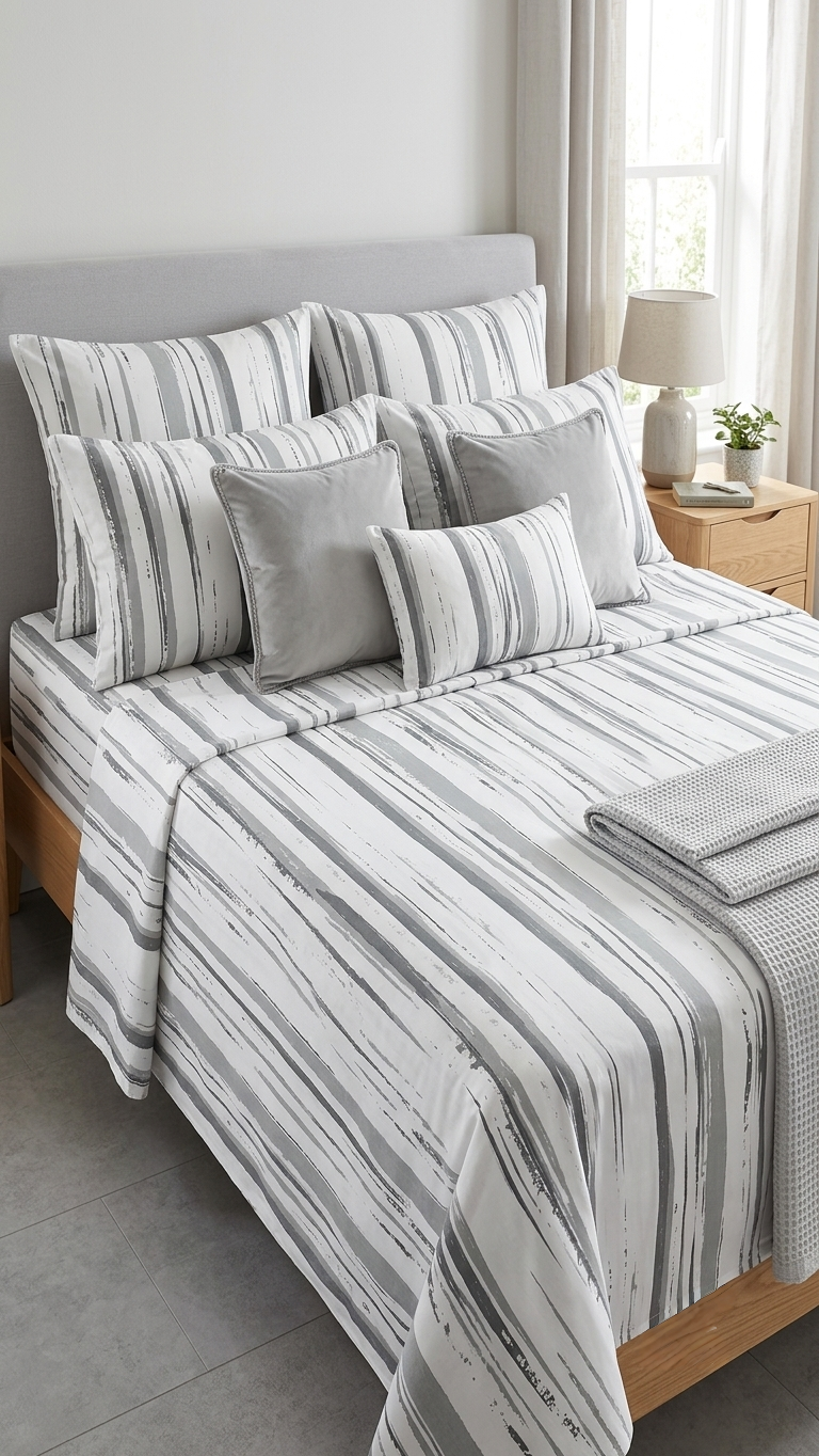 The Graphite Brushstroke Sheet Set (by The Woven Room)