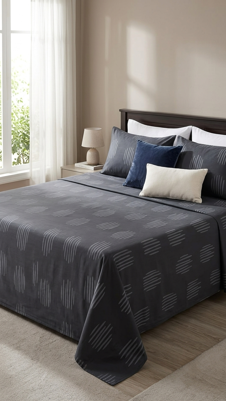 The Slate Cipher Collection – Abstract Modern Bedsheet Set (by The Woven Room)