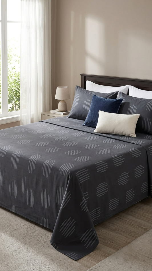 The Slate Cipher Collection – Abstract Modern Bedsheet Set (by The Woven Room)