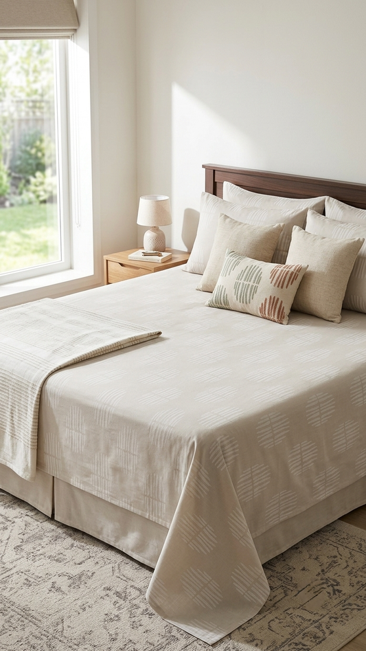 The Solstice Geo Linen-Cotton Flat Sheet Set (by The Woven Room)