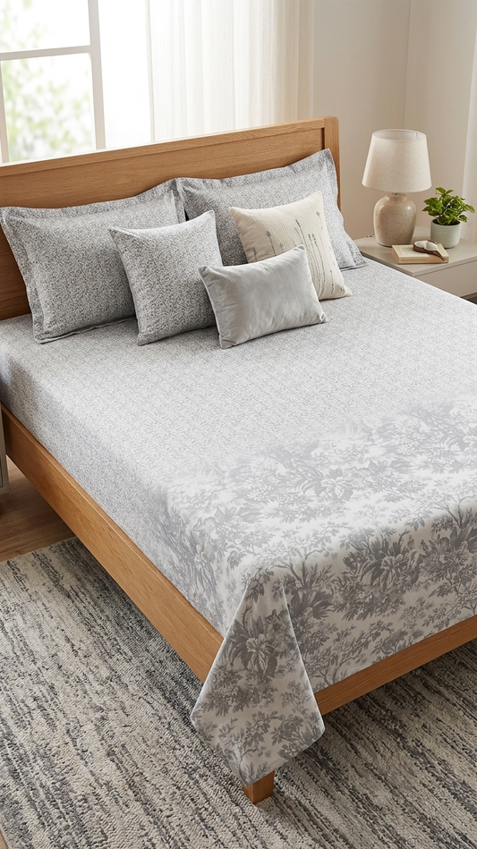 The Whispering Mist Bedsheet Set (by The Woven Room)