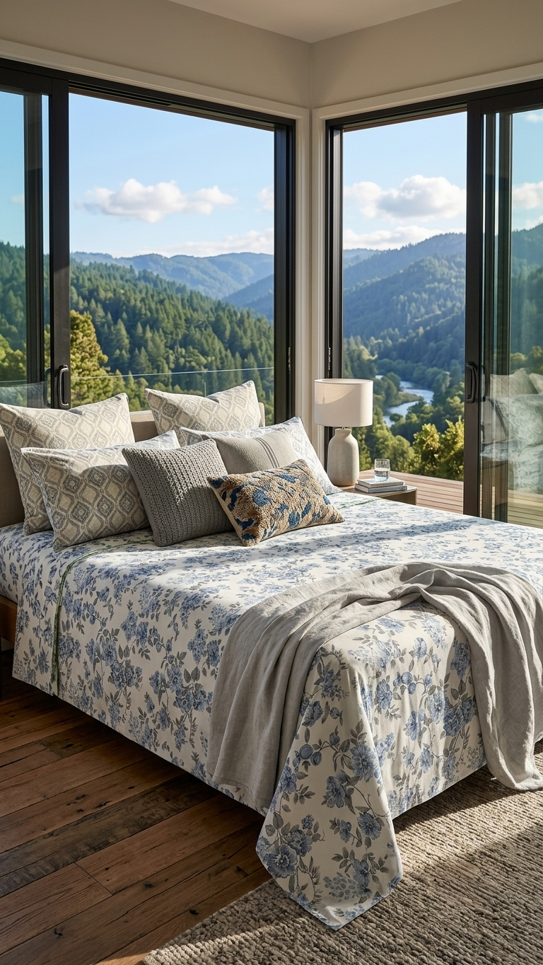 The Alpine Meadow Blue Floral Sheet Set (by The Woven Room)