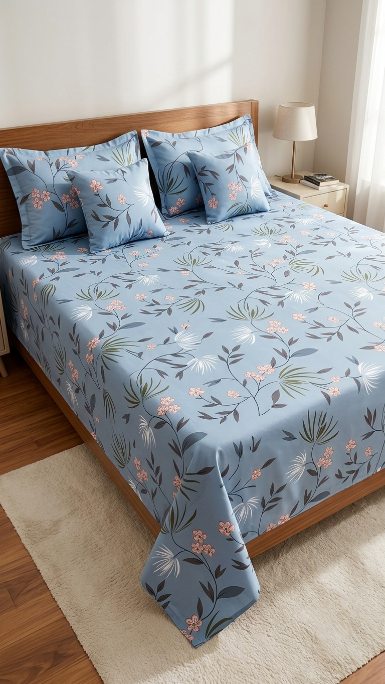 Serene Meadow Blossom Bedsheet Set (by The Woven Room)