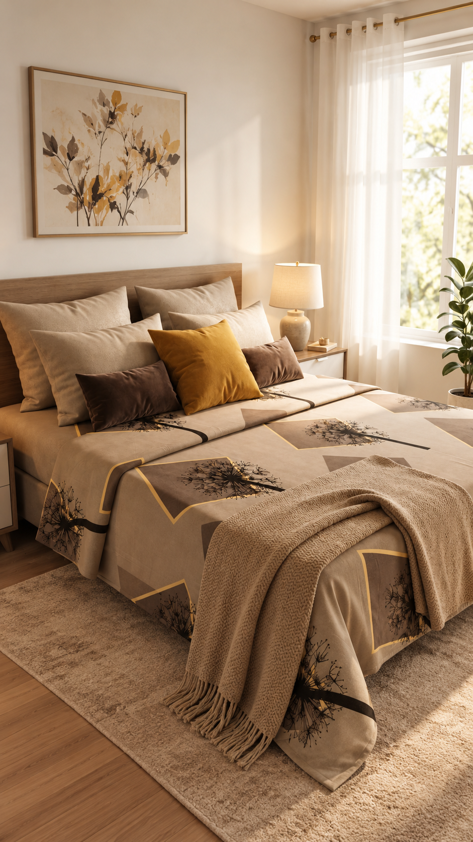 Dandelion Whisper Cotton Sateen Bedsheet Set (by The Woven Room)