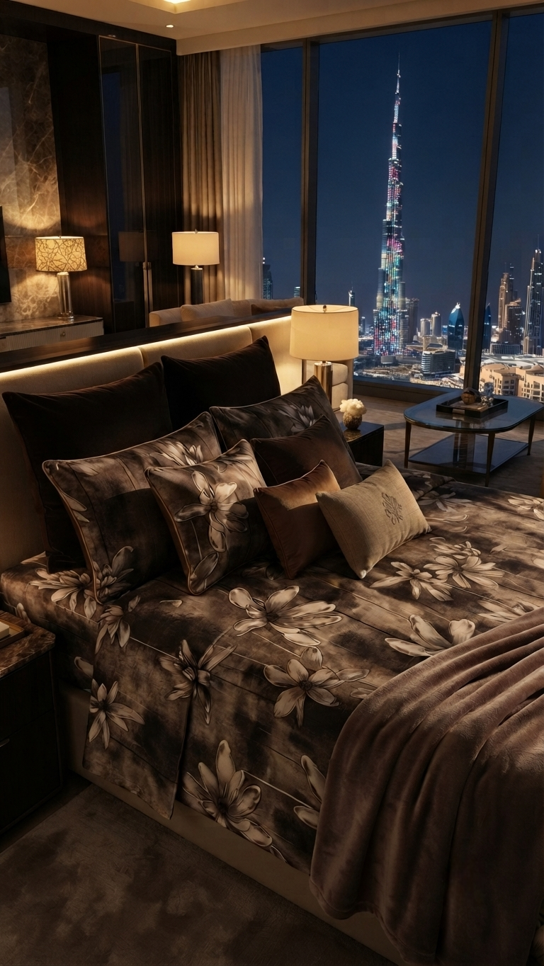 The Espresso Bloom Luxe Sateen Bed Set (by The Woven Room)