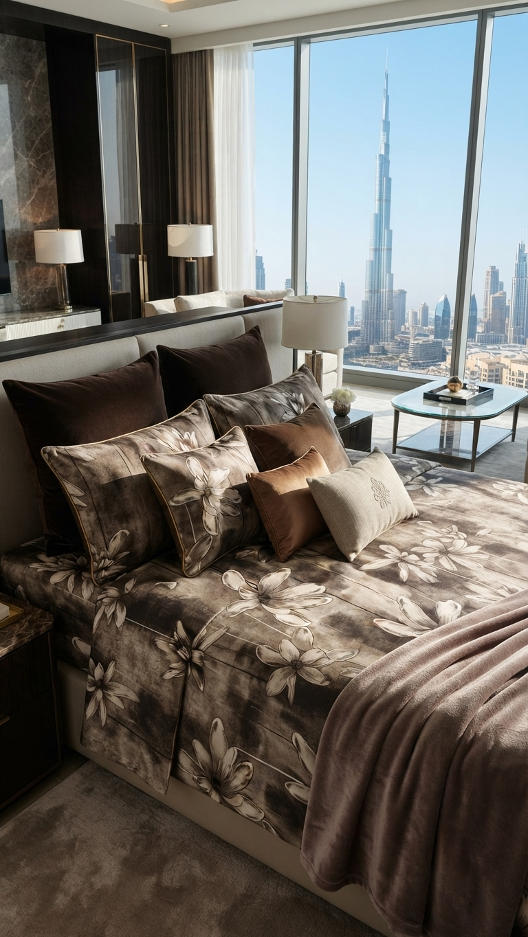 The Espresso Bloom Luxe Sateen Bed Set (by The Woven Room)
