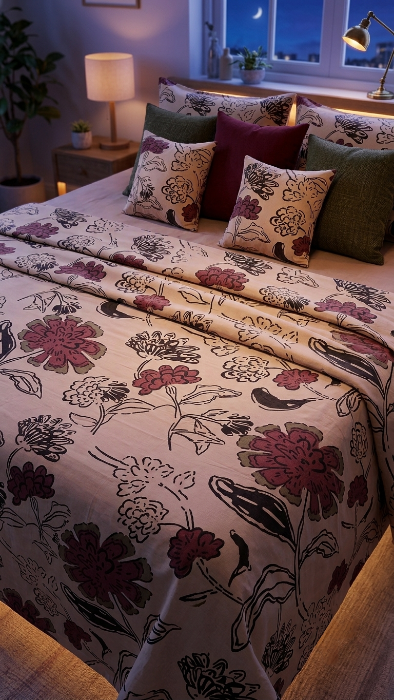 The Heritage Bloom Cotton Bed Sheet Set (by The Woven Room)