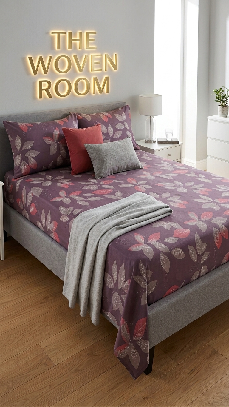 Mulberry Blossom Flora bedsheet set (by The Woven Room)