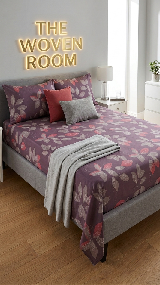 Mulberry Blossom Flora bedsheet set (by The Woven Room)