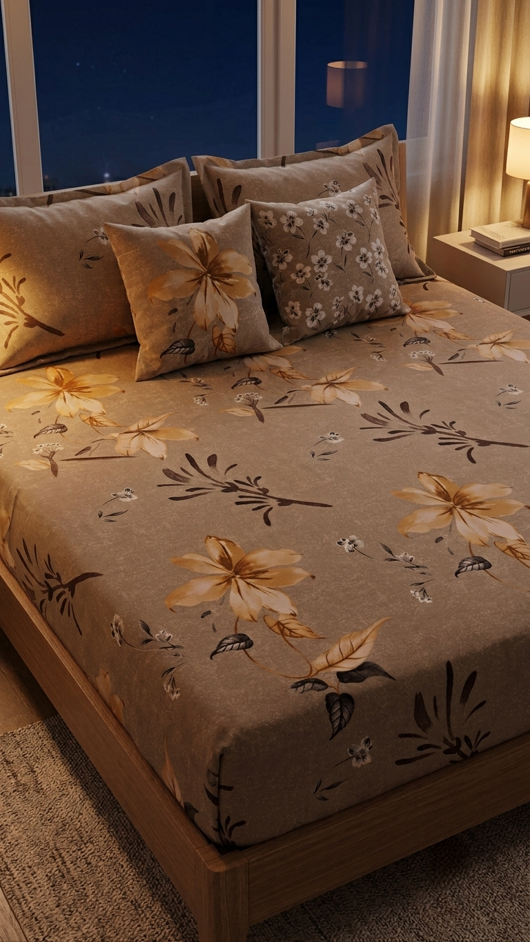 Autumn Bloom Cotton Fitted Bedsheet Set (by The Woven Room)