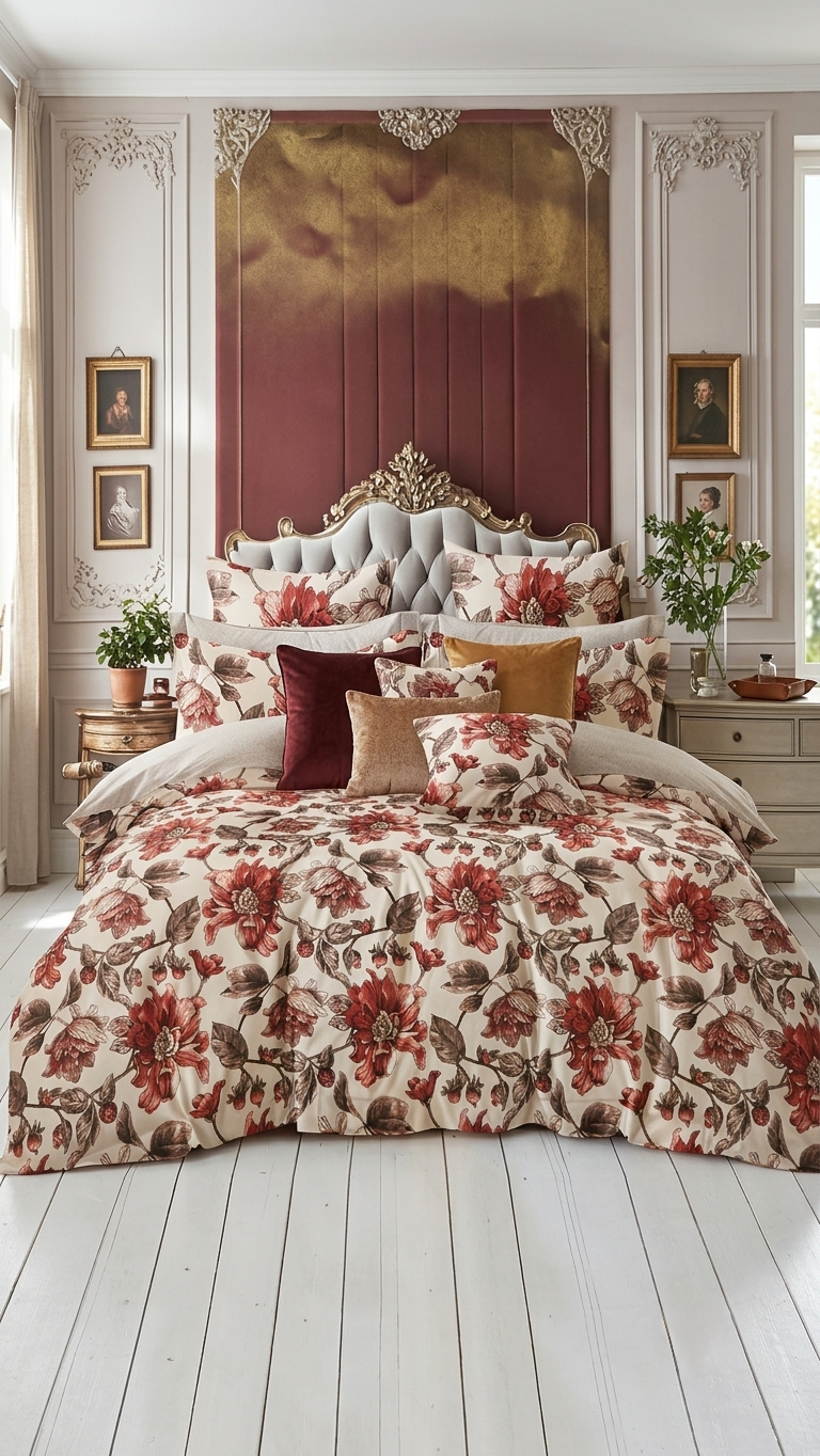 The Crimson Dahlia Heritage Bedsheet Set (by The Woven Room)