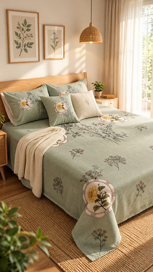 Vintage Sage Bedsheet Set (by The Woven Room)